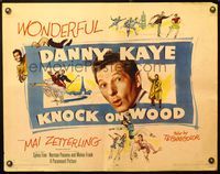 5s310 KNOCK ON WOOD style B 1/2sh '54 different headshot & artwork of Danny Kaye + Mai Zetterling!
