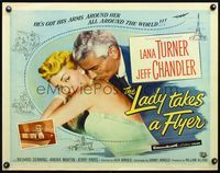 5s318 LADY TAKES A FLYER 1/2sh '58 close up of Jeff Chandler nuzzling sexy Lana Turner!