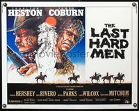 5s324 LAST HARD MEN 1/2sh '76 cool art of Charlton Heston, James Coburn & Barbara Hershey!
