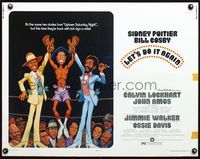 5s335 LET'S DO IT AGAIN 1/2sh '75 Rickard art of Poitier, Cosby, & Jimmie Walker in boxing ring