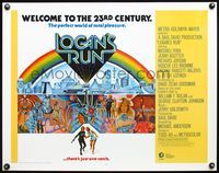 5s343 LOGAN'S RUN 1/2sh '76 art of Michael York & Jenny Agutter running away by Charles Moll!