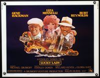 5s353 LUCKY LADY style B 1/2sh '75 cool McGinnis art of Gene Hackman, Liza Minnelli & Burt Reynolds!