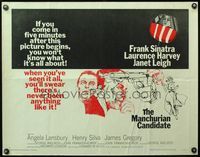 5s368 MANCHURIAN CANDIDATE 1/2sh '62 cool art of Frank Sinatra, directed by John Frankenheimer!