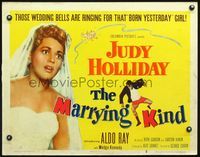 5s375 MARRYING KIND yellow 1/2sh '52 close up of pretty bride Judy Holliday in wedding dress!
