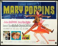 5s377 MARY POPPINS 1/2sh R73 Julie Andrews & Dick Van Dyke in Walt Disney's musical classic!