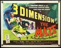 5s379 MAZE 1/2sh '53 William Cameron Menzies, great 3-D image of screaming girl running off screen!
