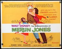 5s384 MISADVENTURES OF MERLIN JONES 1/2sh '64 Disney, wacky art of Annette Funicello, Kirk & chimp!