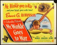 5s394 MR. WINKLE GOES TO WAR style B 1/2sh '44 great art of soldier Edward G. Robinson with helmet!