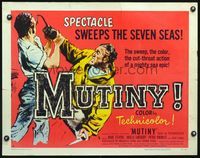 5s397 MUTINY 1/2sh '52 sailor Mark Stevens fights pirate with hook & knife, cut-throat action!