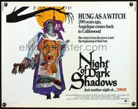 5s410 NIGHT OF DARK SHADOWS 1/2sh '71 wild freaky art of the woman hung as a witch 200 years ago!