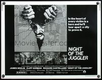 5s411 NIGHT OF THE JUGGLER 1/2sh '80 wild image of James Brolin tearing down New York City!