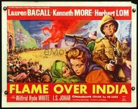 5s417 NORTH WEST FRONTIER 1/2sh '60 sexy Lauren Bacall & soldier Kenneth More, Flame Over India!