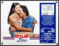 5s433 OUTLAW BLUES 1/2sh '77 great close up of crook Peter Fonda & holding sexy Susan Saint James!