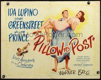 5s447 PILLOW TO POST style A 1/2sh '45 Prince & Lupino, plus Louis Armstrong playing his trumpet!