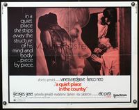 5s466 QUIET PLACE IN THE COUNTRY 1/2sh '69 Vanessa Redgrave strips away Franco Nero's mind & body!
