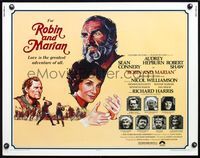5s488 ROBIN & MARIAN 1/2sh '76 art of Sean Connery & Audrey Hepburn by Drew Struzan!