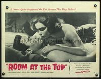 5s494 ROOM AT THE TOP style B 1/2sh '59 different c/u of Laurence Harvey & Simone Signoret in bed!