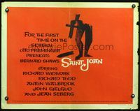 5s502 SAINT JOAN style A 1/2sh '57 Jean Seberg as Joan of Arc, Otto Preminger, Saul Bass art!