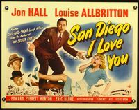 5s504 SAN DIEGO I LOVE YOU 1/2sh '44 Jon Hall & Louise Allbritton in an out-and-shout laugh affair!