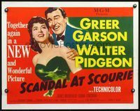 5s507 SCANDAL AT SCOURIE 1/2sh '53 great romantic close up art of Greer Garson & Walter Pidgeon!