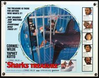 5s519 SHARKS' TREASURE style C 1/2sh '75 cool photo of scuba divers in cage attacked by shark!