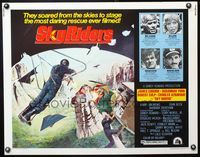 5s536 SKYRIDERS 1/2sh '76 really cool art of James Coburn on helicopter attacked by hang glider!