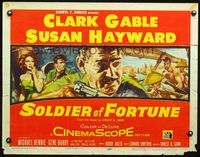 5s550 SOLDIER OF FORTUNE 1/2sh '55 art of Clark Gable shooting gun, plus sexy Susan Hayward!