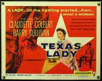 5s606 TEXAS LADY style A 1/2sh '55 great close up art of Claudette Colbert, Barry Sullivan