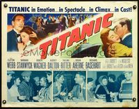 5s626 TITANIC 1/2sh '53 great images of Clifton Webb & Barbara Stanwyck on legendary ship!
