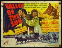 5s655 VALLEY OF THE SUN style A 1/2sh '42 art of Lucille Ball holding onto tough cowboy James Craig!