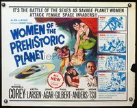 5s688 WOMEN OF THE PREHISTORIC PLANET 1/2sh '66 savage planet women attack female space invaders!