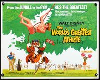 5s691 WORLD'S GREATEST ATHLETE 1/2sh '73 Walt Disney, Jan-Michael Vincent goes from jungle to gym!
