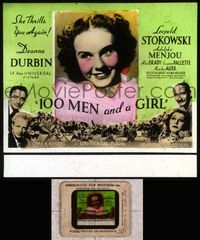 5v010 100 MEN & A GIRL glass slide '37 beautiful Deanna Durbin plays with Leopold Stokowski!