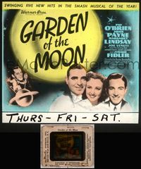 5v029 GARDEN OF THE MOON glass slide '38 Pat O'Brien, John Payne, Margaret Lindsay, Jimmy Fidler