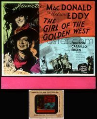5v030 GIRL OF THE GOLDEN WEST glass slide '38 Jeanette MacDonald & Nelson Eddy in cowboy hats!