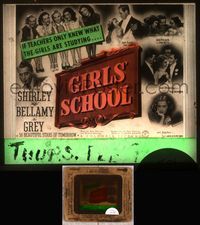 5v031 GIRLS' SCHOOL glass slide '38 if teachers only knew what Anne Shirley & friends are studying!