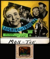 5v034 LAUGHING AT TROUBLE glass slide '36 newspaper publisher Jane Darwell tries to solve a murder!