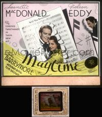 5v040 MAYTIME glass slide '37 close up of singing sweethearts Jeanette MacDonald & Nelson Eddy!
