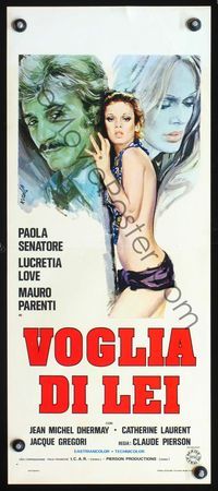 5w455 AFFAIR Italian locandina '76 Un amour comme le notre, Avelli art of nearly nude woman!