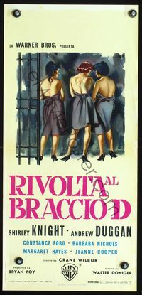 5w571 HOUSE OF WOMEN Italian locandina '63 Walter Doniger, wild female convicts, Symeoni art!