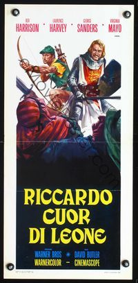 5w591 KING RICHARD & THE CRUSADERS Italian locandina R69 Rex Harrison, Virginia Mayo, Casaro art!