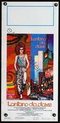 5w610 LONTANO DA DOVE Italian locandina '83 really cool artwork of girl & city street by Pozpenza!
