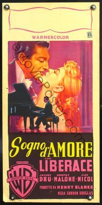 5w694 SINCERELY YOURS Italian locandina '55 Gordon Douglas, Liberace at piano & w/Dorothy Malone!