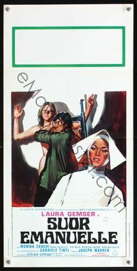 5w696 SISTER EMANUELLE Italian locandina '77 artwork of sexy nun Laura Gemser!