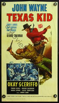 5w729 THREE TEXAS STEERS/OKAY SCERIFFO Italian locandina '66 Deseta art of John Wayne in action!