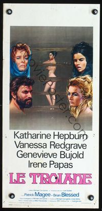 5w737 TROJAN WOMEN Italian locandina '72 M. Colizzi art of Katharine Hepburn, Vanessa Redgrave!