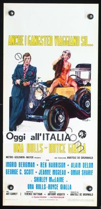5w756 YELLOW ROLLS-ROYCE Italian locandina R60s Ciriello art of Shirley MacLaine & Alain Delon!