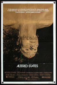 5x036 ALTERED STATES 1sh '80 William Hurt, Paddy Chayefsky, Ken Russell, cool sci-fi image!