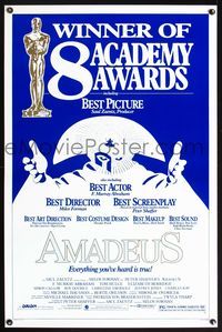 5x038 AMADEUS awards 1sh '84 Milos Foreman, Mozart biography, cool artwork!