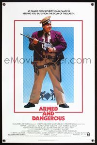 5x054 ARMED & DANGEROUS 1sh '86 great image of security guard John Candy keeping you safe!